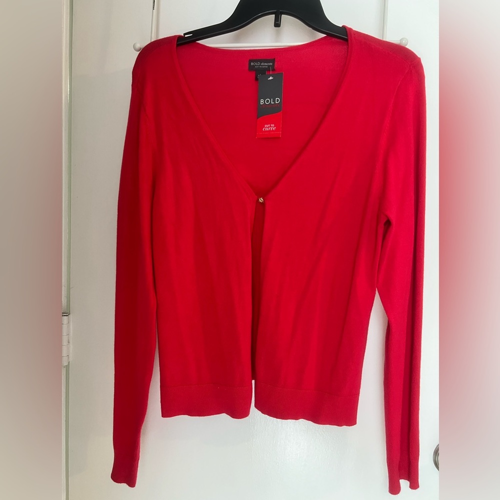 🍉NWT Watermelon Red Cardigan by Bold Elements Sz Med